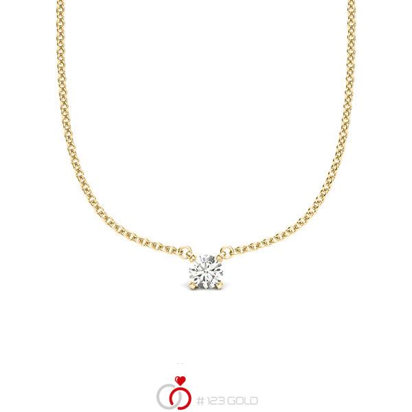 Kette mit Anhänger in Gelbgold 585 mit zus. 0,1 ct. Brillant tw, si von acredo - A-2061-9 Kette mit Anhänger in Gelbgold 585 mit zus. 0,1 ct. Brillant tw, si von acredo - A-2061-9