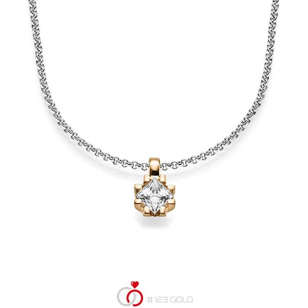 Kette mit Anhänger in Roségold 585 mit 1 ct. Prinzess-Diamant tw, vs von acredo - A-1606-6 Kette mit Anhänger in Roségold 585 mit 1 ct. Prinzess-Diamant tw, vs von acredo - A-1606-6