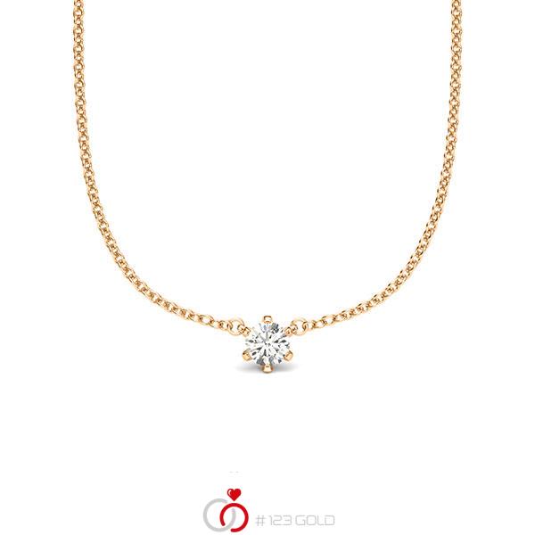 Kette mit Anhänger in Roségold 585 mit zus. 0,1 ct. Brillant tw, si von acredo - A-2064-12 Kette mit Anhänger in Roségold 585 mit zus. 0,1 ct. Brillant tw, si von acredo - A-2064-12