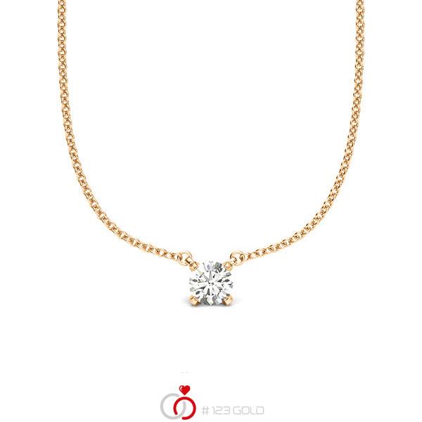 Kette mit Anhänger in Roségold 585 mit zus. 0,2 ct. Brillant tw, si von acredo - A-2061-20 Kette mit Anhänger in Roségold 585 mit zus. 0,2 ct. Brillant tw, si von acredo - A-2061-20
