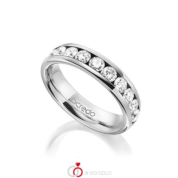 klassischer Memoire-Trauring/Ehering in außen Graugold 585 , innen Graugold 585 halbausgefasst mit zus. 1,1 ct. Brillant tw, si von acredo - A-1558-8 klassischer Memoire-Trauring/Ehering in außen Graugold 585 , innen Graugold 585 halbausgefasst mit zus. 1,1 ct. Brillant tw, si von acredo - A-1558-8