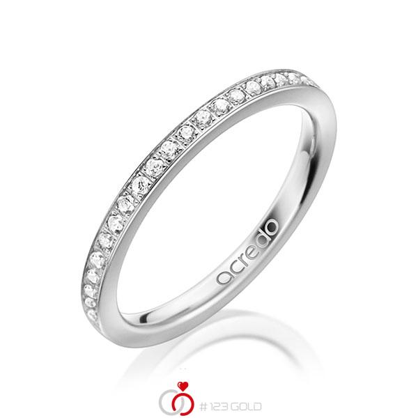 klassischer Memoire-Trauring/Ehering in Platin 950 halbausgefasst mit zus. 0,22 ct. Brillant tw, si von acredo - A-1593-6 klassischer Memoire-Trauring/Ehering in Platin 950 halbausgefasst mit zus. 0,22 ct. Brillant tw, si von acredo - A-1593-6