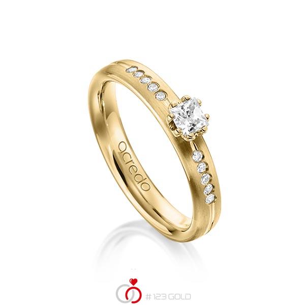 klassischer Trauring/Ehering in Gelbgold 585 mit zus. 0,33 ct. Prinzess-Diamant & Brillant tw, si von acredo - A-1280-2 klassischer Trauring/Ehering in Gelbgold 585 mit zus. 0,33 ct. Prinzess-Diamant & Brillant tw, si von acredo - A-1280-2
