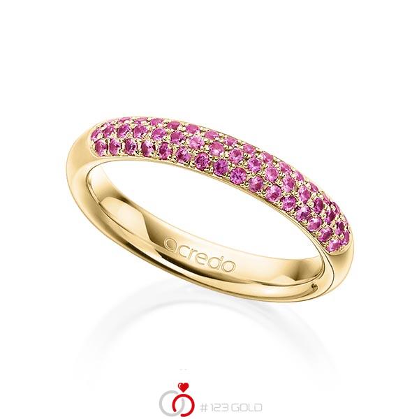 klassischer Trauring/Ehering in Gelbgold 585 mit zus. 0,392 ct. Brillant Saphir Hellpink (A 6) von acredo - A-1912-7 klassischer Trauring/Ehering in Gelbgold 585 mit zus. 0,392 ct. Brillant Saphir Hellpink (A 6) von acredo - A-1912-7