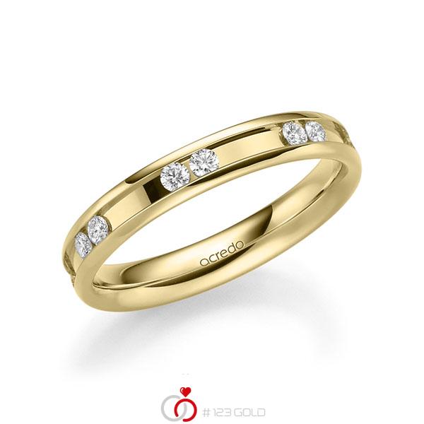 klassischer Trauring/Ehering in Gelbgold 585 mit zus. 0,42 ct. Brillant tw, si von acredo - A-2206-4 klassischer Trauring/Ehering in Gelbgold 585 mit zus. 0,42 ct. Brillant tw, si von acredo - A-2206-4