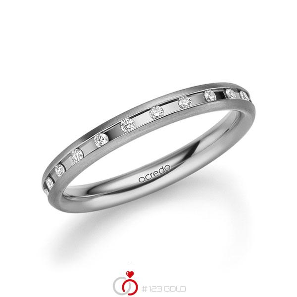 klassischer Trauring/Ehering in Graugold 585 mit zus. 0,22 ct. Brillant tw, si von acredo - A-2216-10 klassischer Trauring/Ehering in Graugold 585 mit zus. 0,22 ct. Brillant tw, si von acredo - A-2216-10