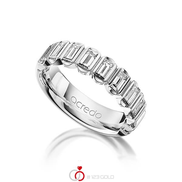 klassischer Trauring/Ehering in Graugold 585 mit zus. 1,2 ct. Baguette-Diamant tw, vs von acredo - A-1220-3 klassischer Trauring/Ehering in Graugold 585 mit zus. 1,2 ct. Baguette-Diamant tw, vs von acredo - A-1220-3