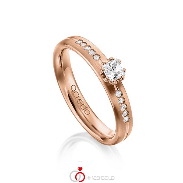 klassischer Trauring/Ehering in Rotgold 585 mit zus. 0,33 ct. Prinzess-Diamant & Brillant tw, si von acredo - A-1280-5 klassischer Trauring/Ehering in Rotgold 585 mit zus. 0,33 ct. Prinzess-Diamant & Brillant tw, si von acredo - A-1280-5