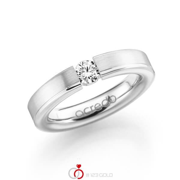 klassischer Trauring/Ehering in Weißgold 585 mit 0,3 ct. Brillant tw, si von acredo - A-1121-4 klassischer Trauring/Ehering in Weißgold 585 mit 0,3 ct. Brillant tw, si von acredo - A-1121-4