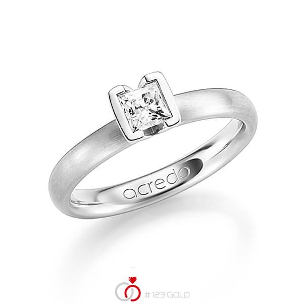 klassischer Trauring/Ehering in Weißgold 585 mit 0,4 ct. Prinzess-Diamant tw, vs von acredo - A-1212-1 klassischer Trauring/Ehering in Weißgold 585 mit 0,4 ct. Prinzess-Diamant tw, vs von acredo - A-1212-1