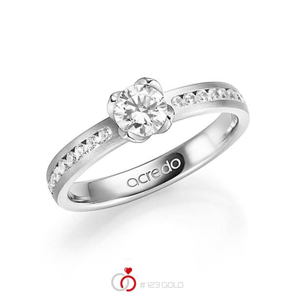 klassischer Trauring/Ehering in Weißgold 585 mit 0,5 ct. + zus. 0,24 ct. Brillant tw, si von acredo - A-1338-1 klassischer Trauring/Ehering in Weißgold 585 mit 0,5 ct. + zus. 0,24 ct. Brillant tw, si von acredo - A-1338-1