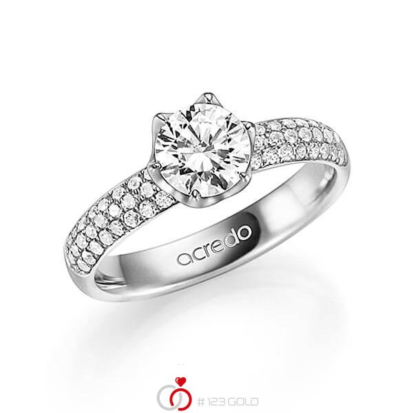 klassischer Trauring/Ehering in Weißgold 585 mit 1 ct. + zus. 0,432 ct. Brillant tw, si tw, vs von acredo - A-1331-1 klassischer Trauring/Ehering in Weißgold 585 mit 1 ct. + zus. 0,432 ct. Brillant tw, si tw, vs von acredo - A-1331-1