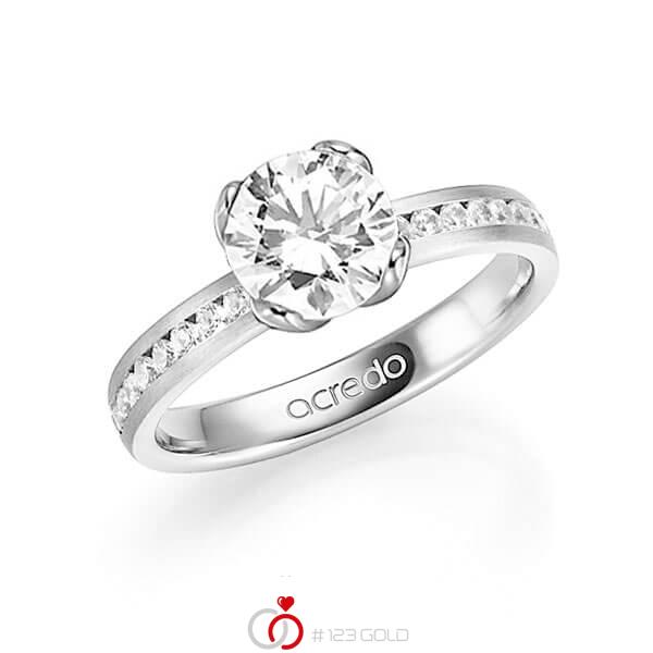 klassischer Trauring/Ehering in Weißgold 585 mit 2 ct. + zus. 0,24 ct. Brillant tw, si von acredo - A-1339-6 klassischer Trauring/Ehering in Weißgold 585 mit 2 ct. + zus. 0,24 ct. Brillant tw, si von acredo - A-1339-6
