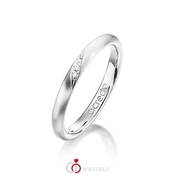 klassischer Trauring/Ehering in Weißgold 585 mit zus. 0,015 ct. Brillant tw, si von acredo - A-1282-1 klassischer Trauring/Ehering in Weißgold 585 mit zus. 0,015 ct. Brillant tw, si von acredo - A-1282-1