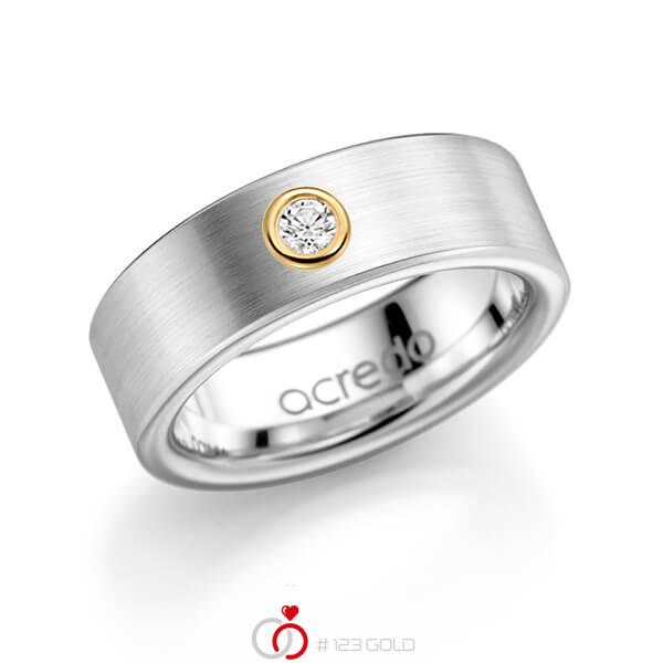 klassischer Trauring/Ehering in Weißgold 585 mit zus. 0,1 ct. Brillant tw, si von acredo - A-1140-2 klassischer Trauring/Ehering in Weißgold 585 mit zus. 0,1 ct. Brillant tw, si von acredo - A-1140-2
