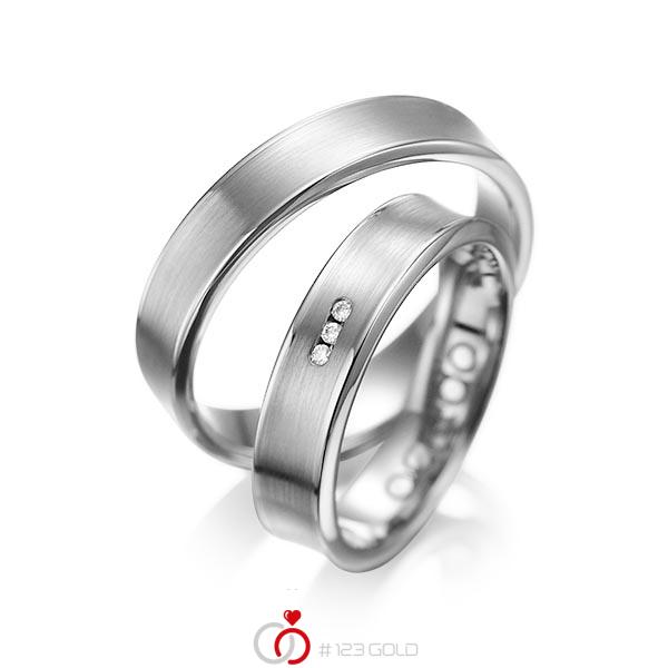 Set Klassieke trouwringen in grijsgoud 14 kt. met in totaal 0,03 ct. Briljant tw/si van acredo - A-1055-7 Set Klassieke trouwringen in grijsgoud 14 kt. met in totaal 0,03 ct. Briljant tw/si van acredo - A-1055-7